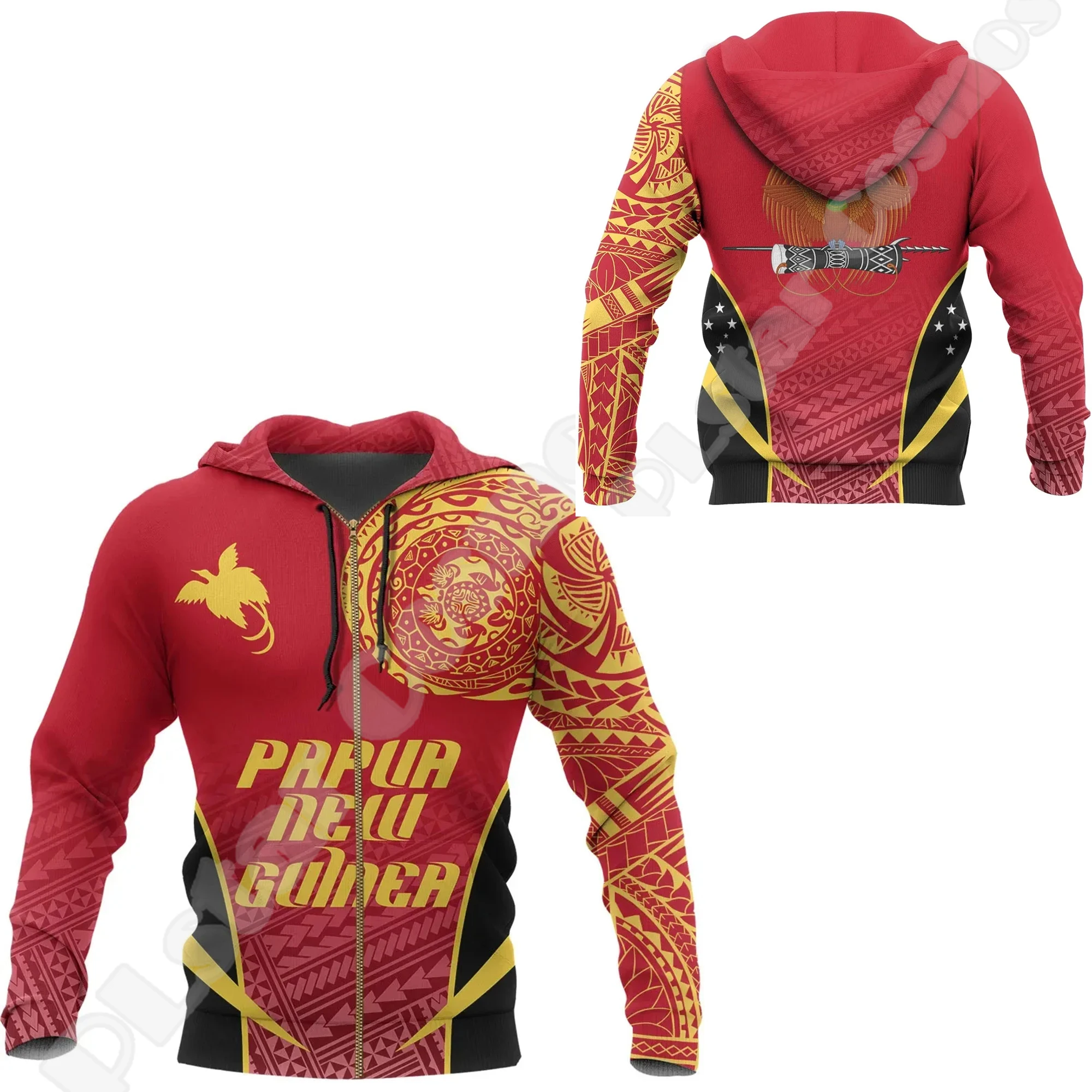 NewFashion Islands Country Flag Papua New Guinea Culture Tribal Tattoo Retro 3DPrint Pullover Harajuku Casual Hoodies Jacket M52