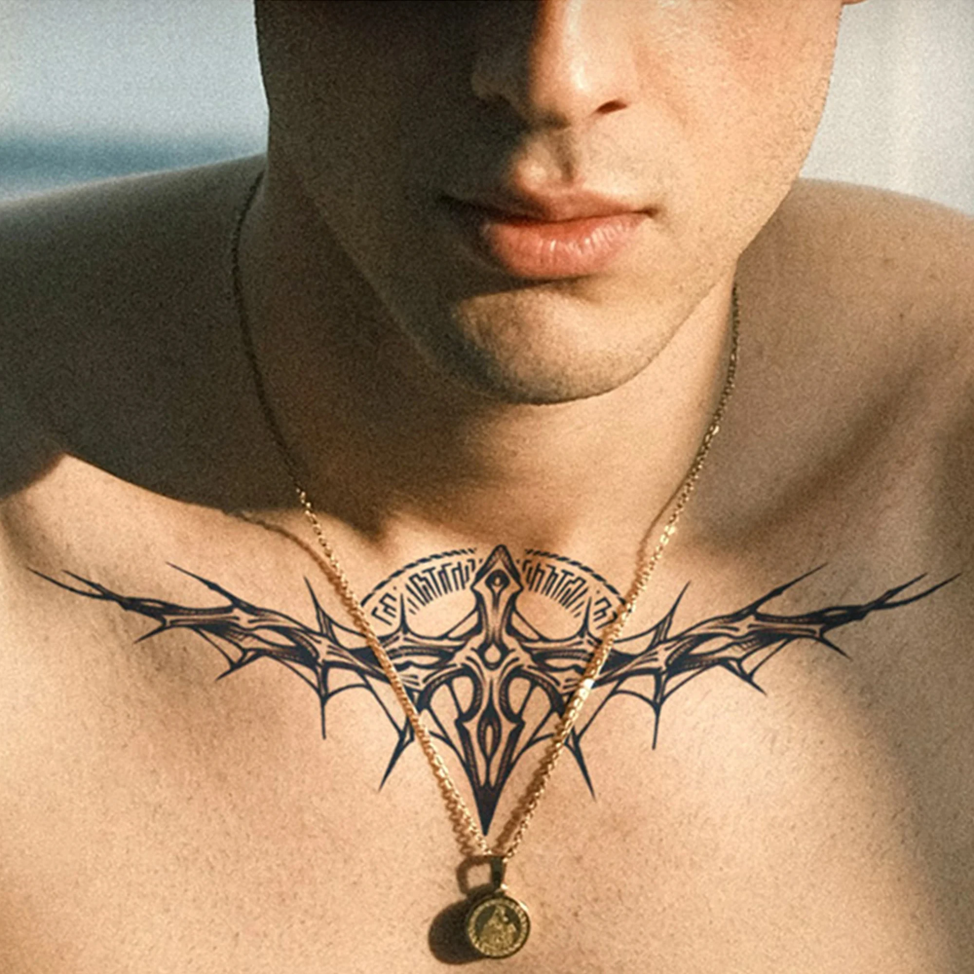 

Thorns and Brambles Semi-permanent Tattoo | Chest Temporary Tattoo | Tattoo Sticker Design