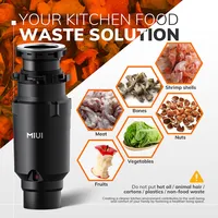 MIUI Garbage Disposal with Sound Reduction,1/2 HP Food Waste Disposer with Stainless Steel Grinding System,Continuous Feed 1