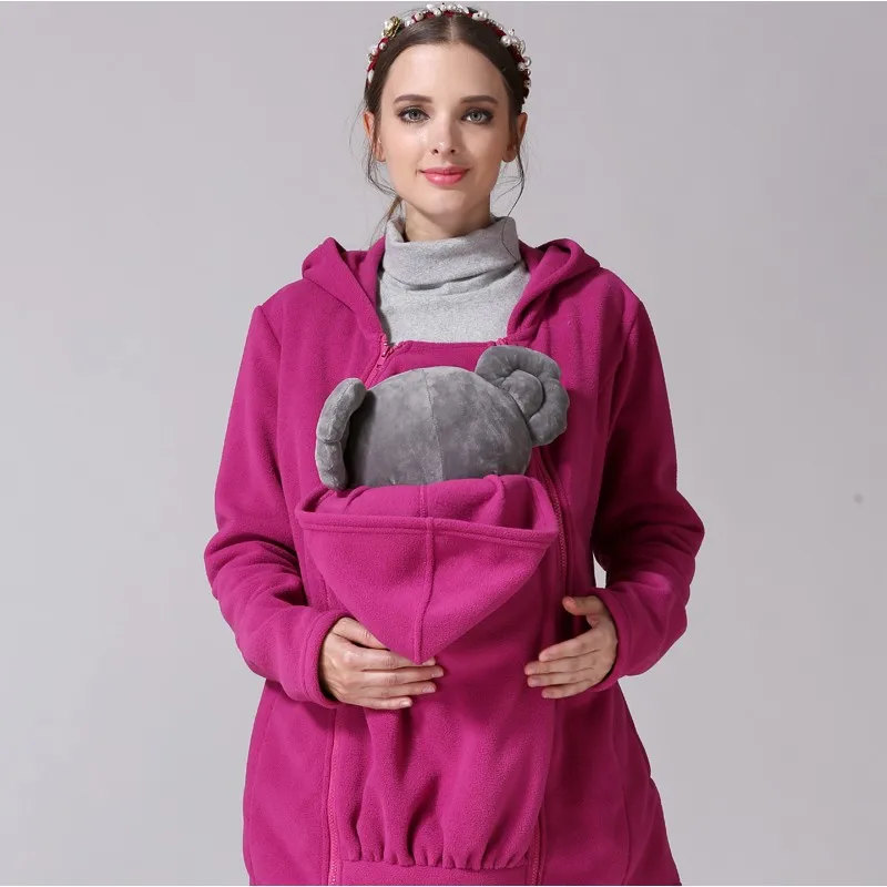 Winter Maternity Clothes Pregnancy Hoodies Jackets Kangaroo Coat Baby Carrier Clothing Casual Warm Hooded Mommy Outerwear