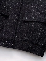 Nlzgmsj Women Shiny Sequin Jacket Y2k Gold Color Stand Collar Long Sleeve Short Coat Autumn Winter Ladies High Streetwear - Image 5