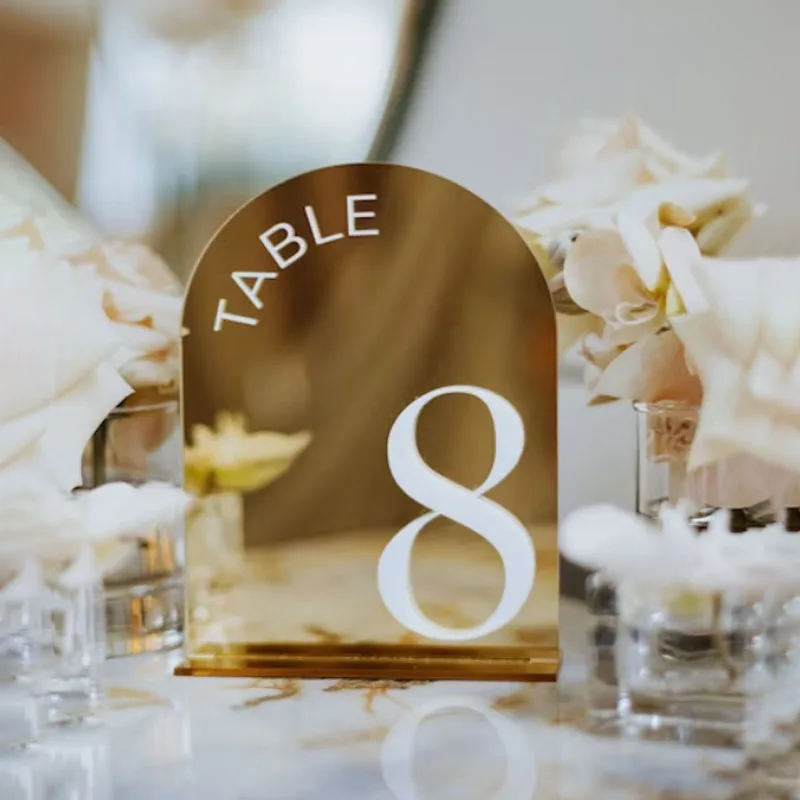 Wedding Table Numbers Gold Mirror Wedding Table Signs 3D Numbers Decor Stand