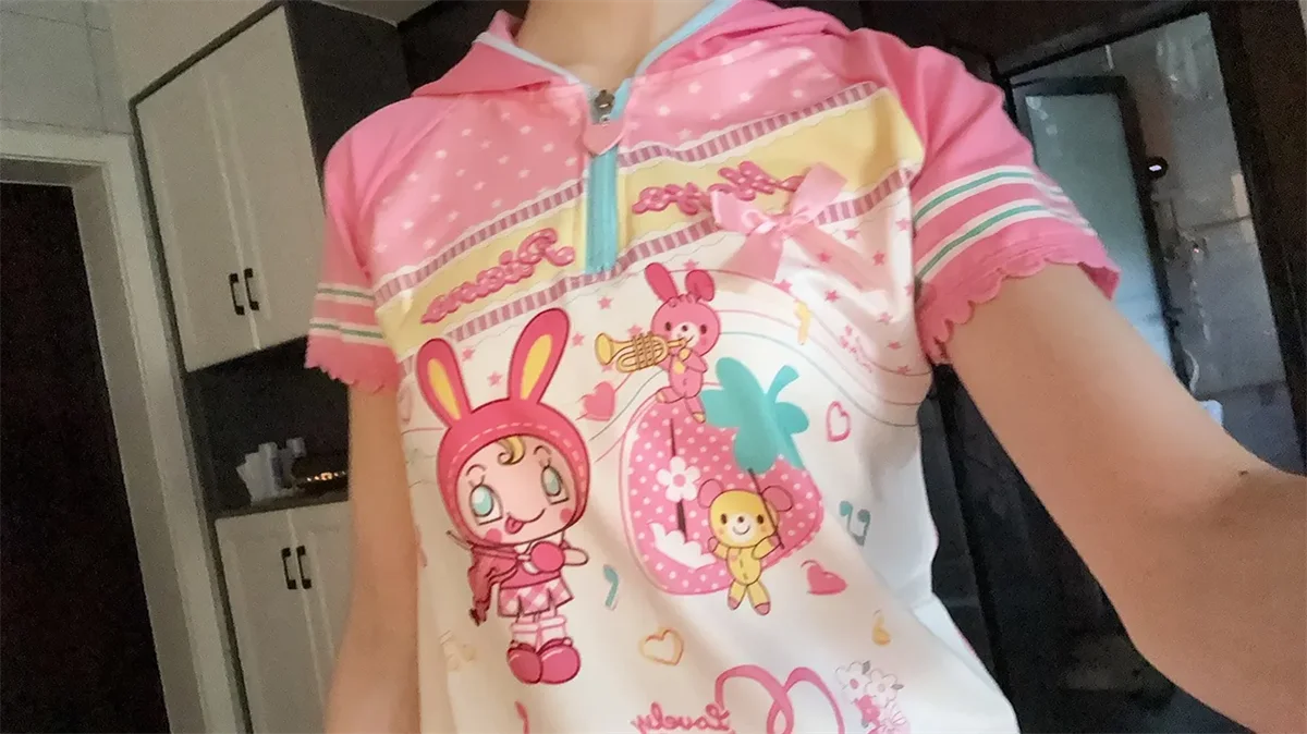 2026 Ropa Mujer Japanische T-Shirts Y2k Tops mit Kapuze Kurzarm Camisetas Cartoon-Print T-Shirt Lässige Mode Sommer Süße Oberteile – Detail 8
