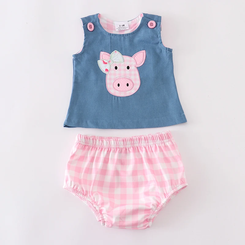 Cotton baby suit Girlymax Summer Jumpsuit Pig Sunflower Color Stripe Ruffles Sleeveless Baby Girls Kids Clothing Infant Romper Toddler Newborn Sailor Romper Girls Boy Costume Anchor