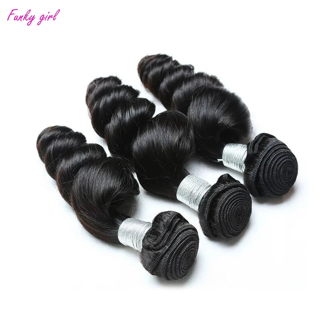 Loose Wave 3/4 Pcs Bundles With Frontal Brazilian Remy Human Hair Bundle With Transparent Lace Closure Natural Color Human Hair