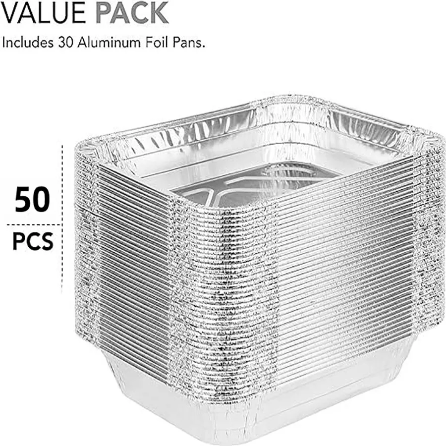 Aluminum Pan Foil Containers 50Pcs Aluminum Pans Tin Pans Disposable Foil Food Containers Freezer Meals dining dish baking tray set