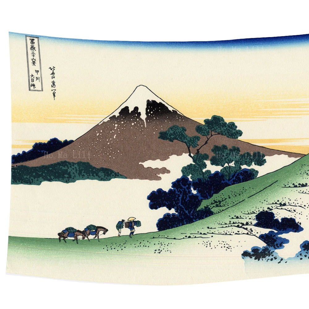 Фото Проход Inume в провинции Кай, Tokaido, пляж Золотой долины шишири в Сагами укиё, гобелен от Ho Me Lili для декора гостиной №5