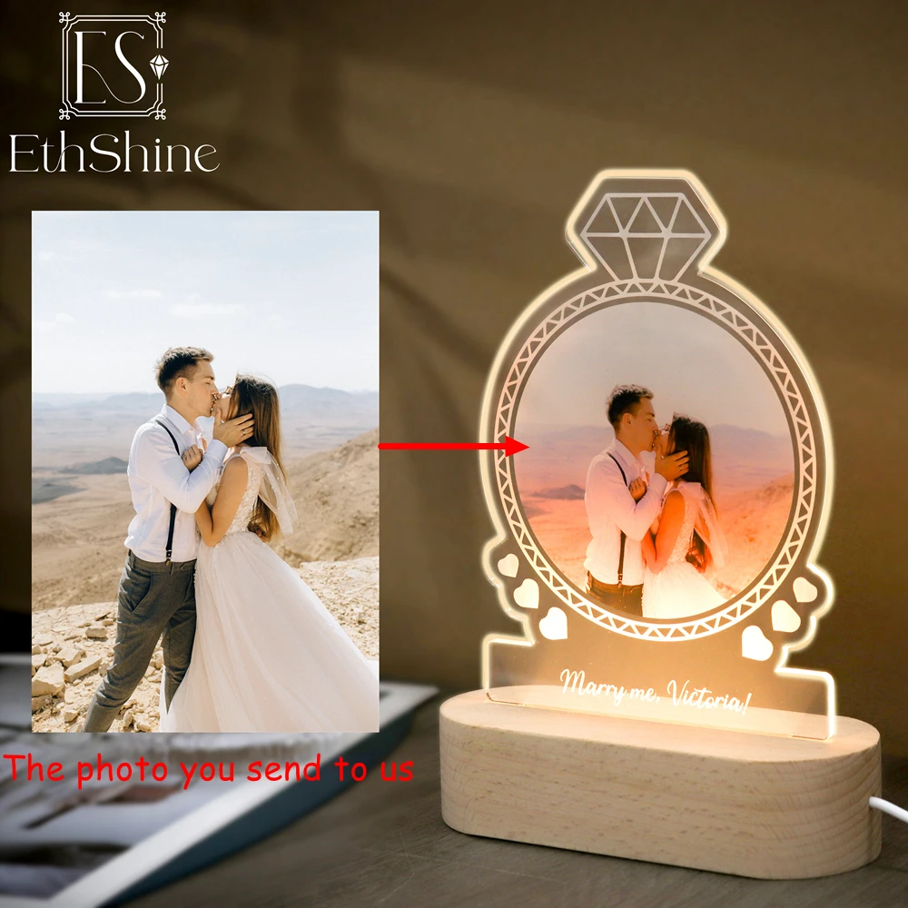 

Personalized 3D Lamp Diamond Night Lights with Picture Custom Photo Lamp Light Up Led Light for Couples Girlfriend Wife Gifts