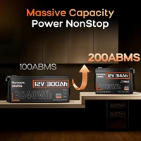 Batterie au lithium LiFePO4 Humsienk 12V 300AH (314AH) version Bluetooth, BMS 200A, cellules A+, pour système solaire hors réseau, camping-car, bateau 3