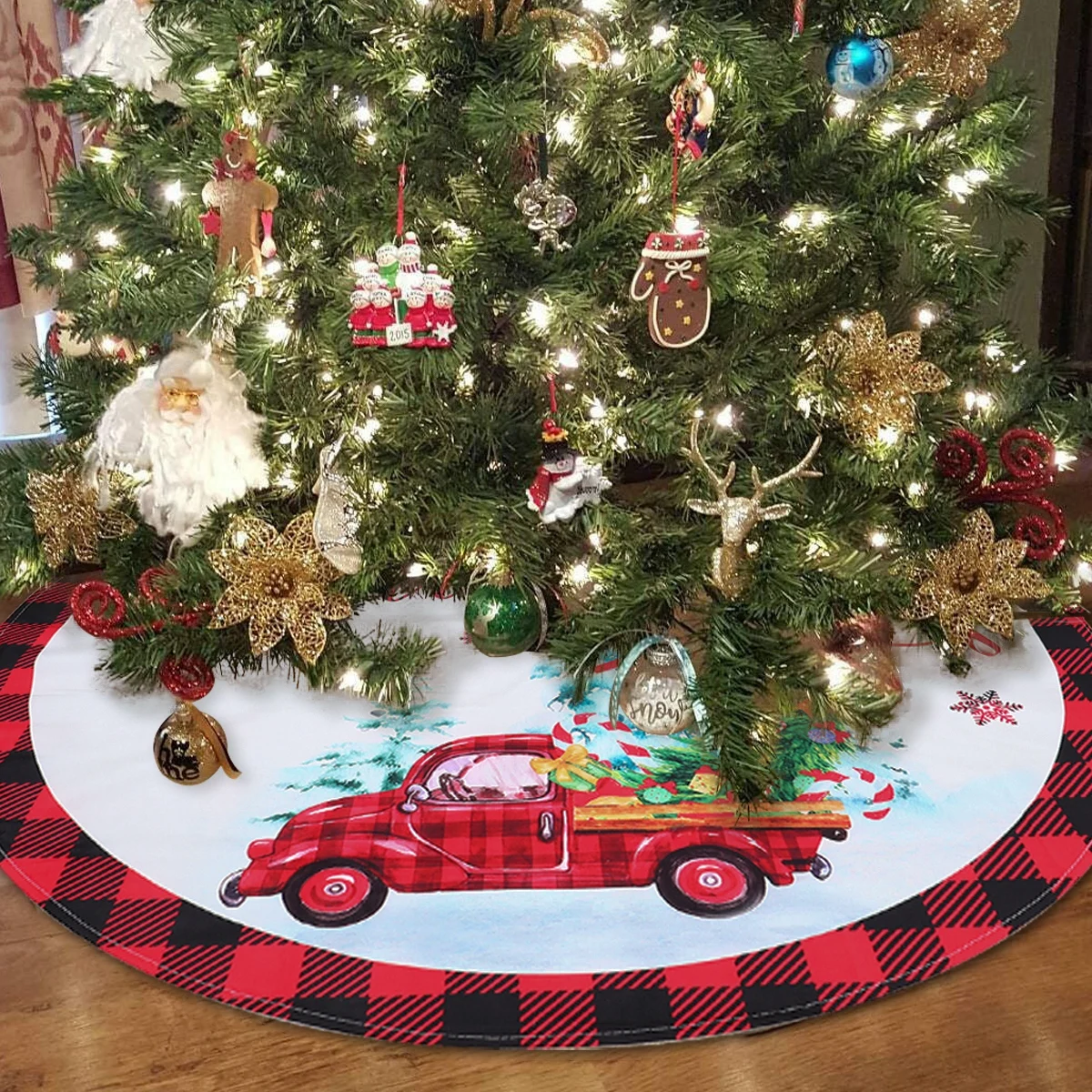 90cm Christmas Tree Skirt Xmas Tree Carpet Merry Christmas Decorations For Home 2023 Christmas Tree Ornament Navidad New Year