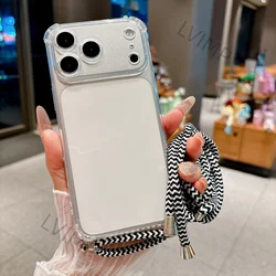 Ultra - Durable Transparent Anti - Drop Phone Case with Portable Lanyard - iPhone 12 Mini (Clear - 04)