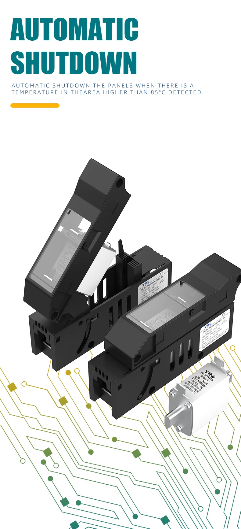 Description Picture 5 of item1000VDC Fuse Disconnector Switch 1P for NH00 battery fuse 160A Telecom Fuse