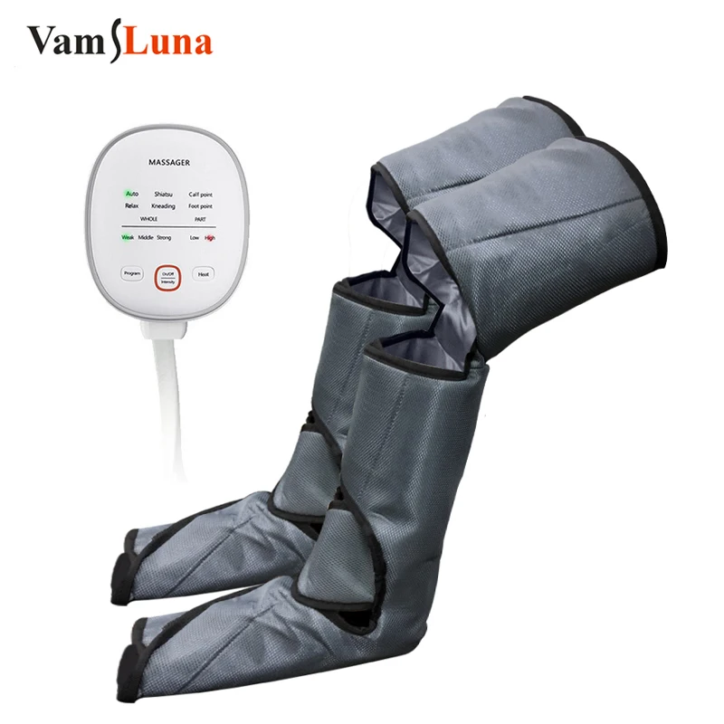 New Leg Air Compression Massager Heated for Foot and Calf Thigh Circulation with Handheld Controller 6 Modes 3 Intensities air compression leg massager with 6 modes 6 chambers pneumatic boots lymphatic drainage massage recovery boot for athlete