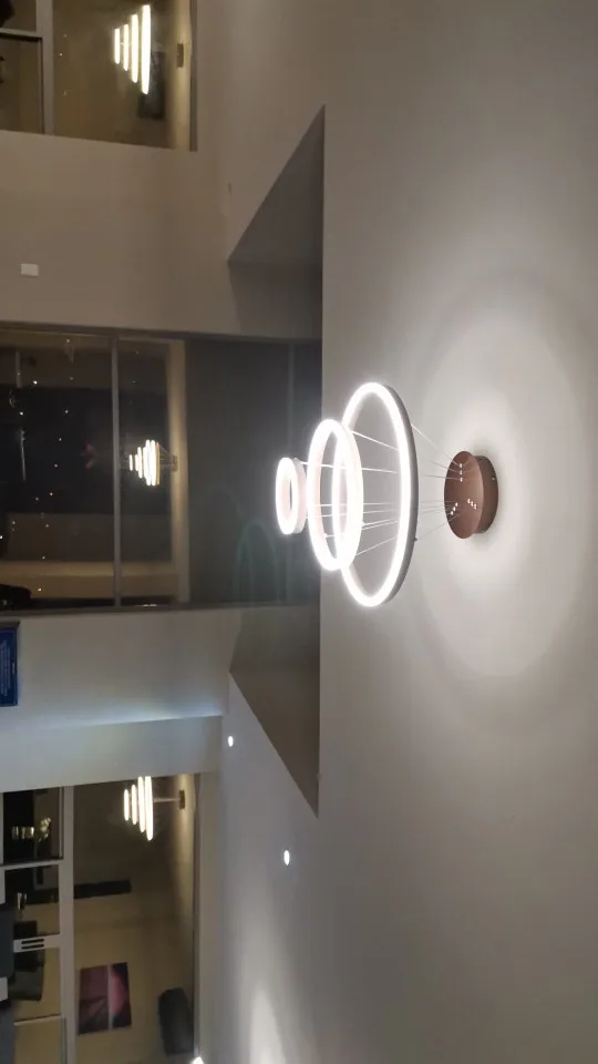Modern LED Ring Pendant Lights Golden Creative Aluminum Circle Pendant Light for Living Room Restaurant Home Ring Lamp photo review
