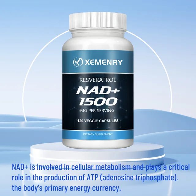NAD+ Resveratrol - Anti-aging, Helps Boost Energy, Promotes Cell and Skin Health - 120 Capsules