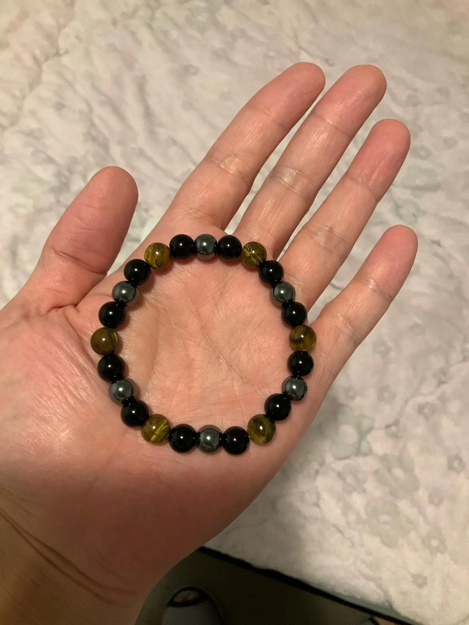 Triple Protection Bracelet: Tiger’s Eye, Obsidian & Hematite photo review