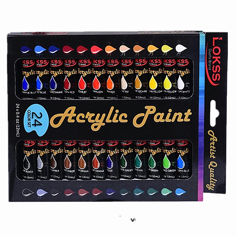 Acrylic Paint 24 Colors 12ml Tube Acrylic Paint Set Paint For Fabric 