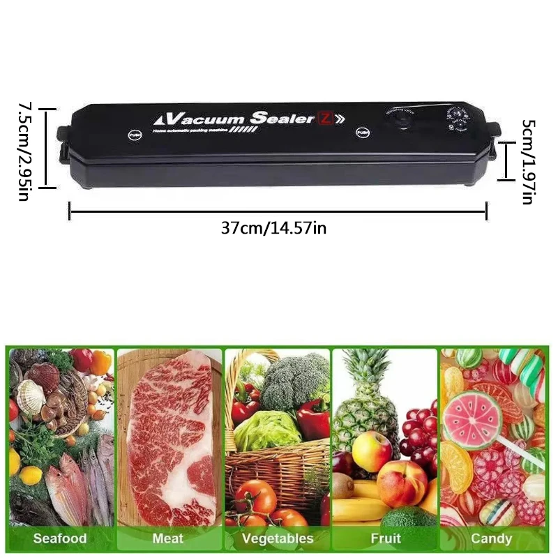 Vacuum Seal Bag and Sealing Machine Combo 2 in 1 Dual Mode Food Saver for Fruits Meat Snacks Sous Vide Preservation W/ 60 Bags