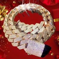 Iced Out CZ Stone Men jewelry Hip Hop Micro Pave Cuban Link Chain High Quality Heavy Chunky Necklace 2 Rows Cubic Zirconia