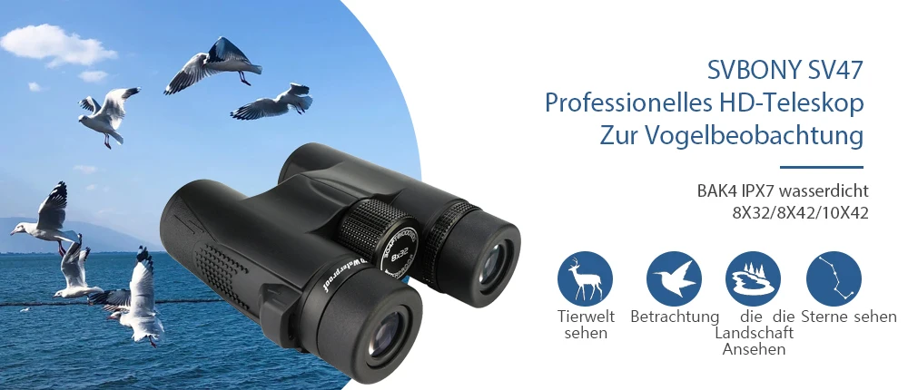 SVBONY SV47 Fernglas-Teleskop, 8x32/8x42/10x42 Professionelles wasserdichtes, beschlagfreies Teleskop, FMC BAK4 Fernglas für BirdWatch – Detail 6