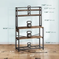 39.4 Inch Wide Large Bakers Rack with Power Outlets, 5-Tier Microwave Stand with Storage, Coffee Bar Stand 2