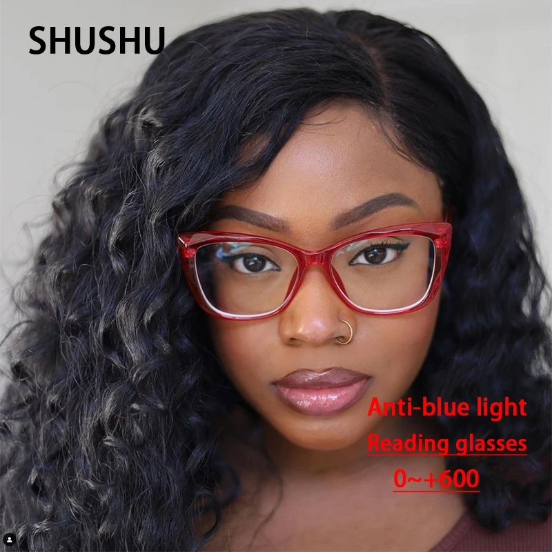 

B159 Anti-Blue Light Reading Glasses Women's Fashion Red Cat's Eye Glasses Men's Presbyopic Glasses 0 To 600 TR90 High Quality