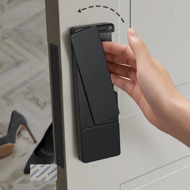 

Brass Consice Thin Vertical Rectangle Door Mortise Lock Conceal Lever With Thumbturn Knob Entry Grey Matte Black