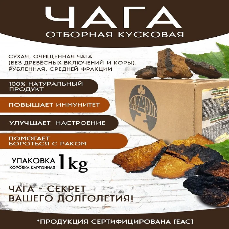 Чага березовая упаковка 1 кг кусковая