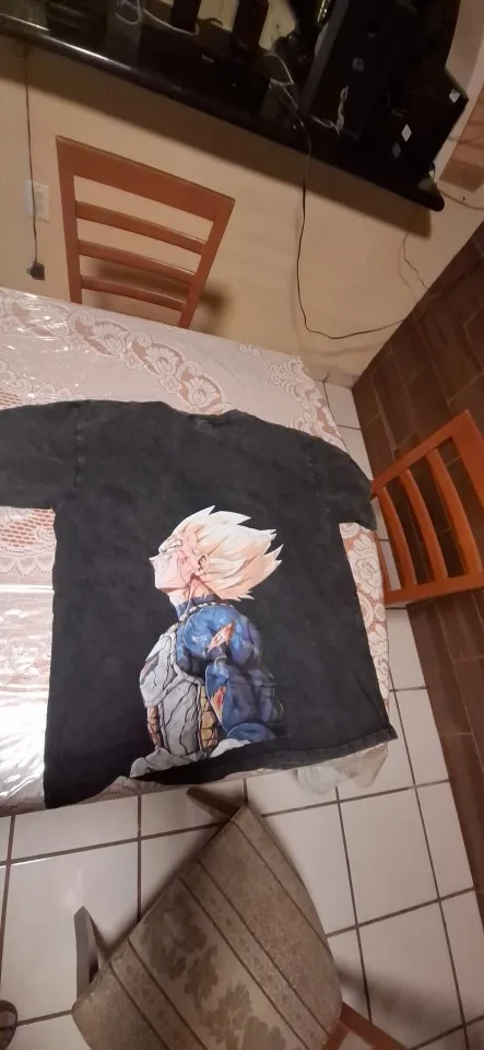 Anime Dragon Ball Z Vegeta Vintage Wash T-Shirt Short Sleeve Loose Sports Fitness T-Shirt Men's Harajuku Clothing Dragon Ball