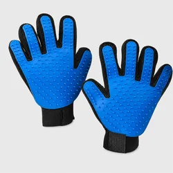 Enhanced Pet Grooming and Massage Mitts for Hair Removal and Bathing (Blue Pair)