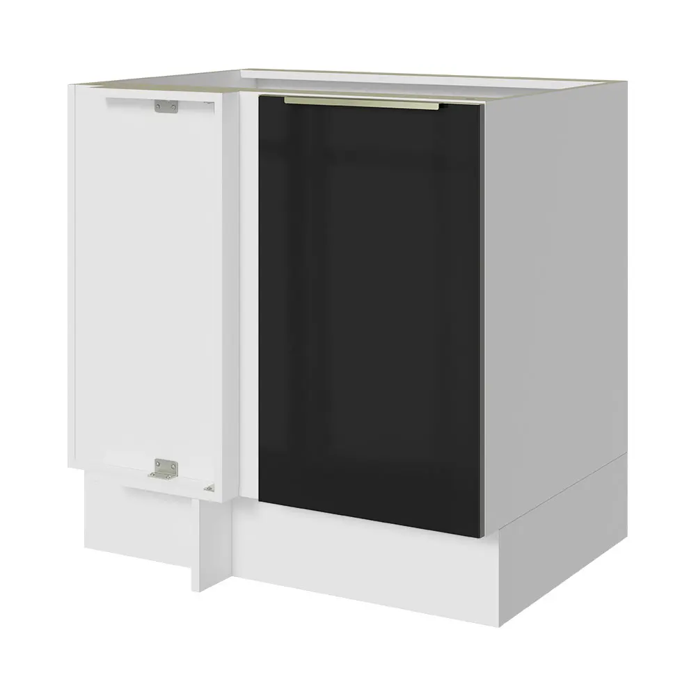 Gabinete Bajo Cocina Madesa Esquina Lux 80cm Sin Encimera Color Blanco/negro
