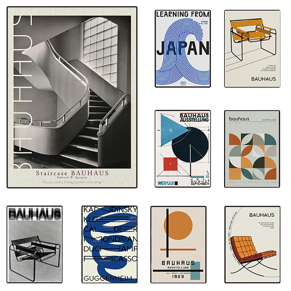 Bauhaus Exhibition Modern Geometric Abstract Wassily Chair Nordic Wall Art Canvas Painting Poster Pictures For Living Room Decor