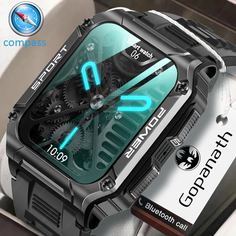 

Compass Military Smart Watch Men Heart Rate Fitness Tracker Ip68 Waterproof 1.95-inch 400Mah Bluetooth Call SmartWatch 2023 new