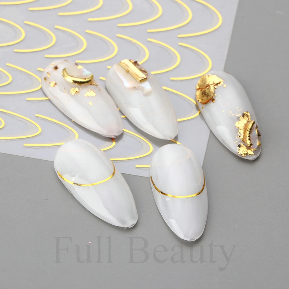 French Tips Nail Stickers 3D Gold Rose Curve Stripe Lines 2 Afbca64e0cab144c79c96a545a4e01a6fi