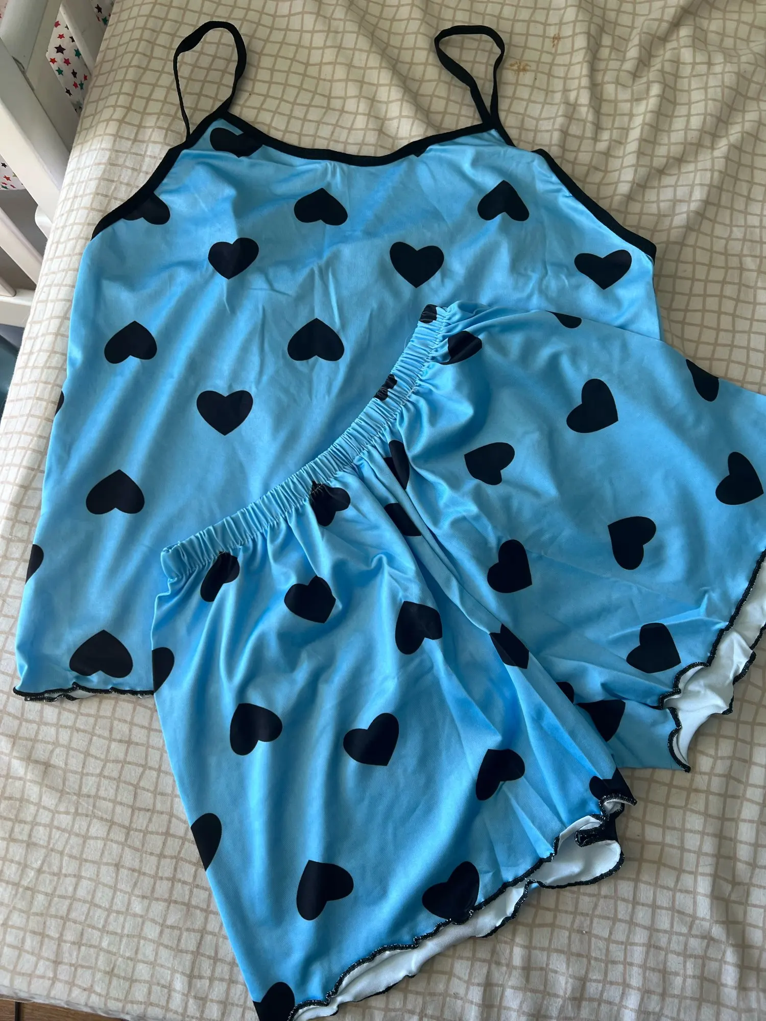 Charming Pink Heart Pajama Set for Effortless Summer Comfort photo review