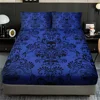 Skull Floral Design 3-Piece Bed Sheet Set - 100% Polyester, Digital Print, Breathable All-Season Fitted Sheet and Pillowcase Set 5