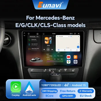 Radio para Auto Eunavi Carplay Android 15 para Mercedes Benz Clase E W211 E200 E220 E300 E350 E240 E270 E280 CLS W219 55 C W463 CLK con Navegación 1