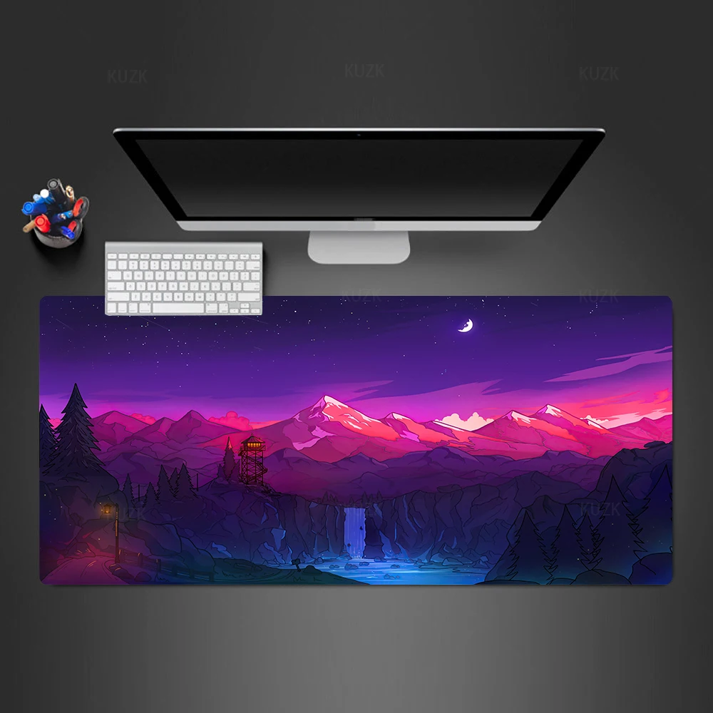 GamingMousePadNightLandscapeLargeRubberBaseMouseMatKeyboard