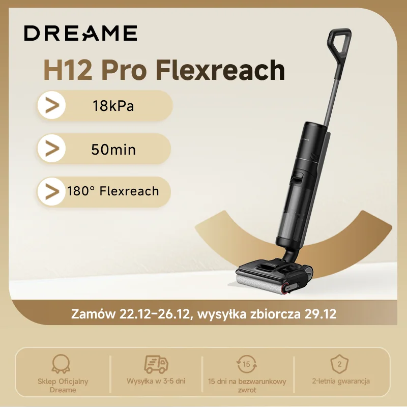 Bezprzewodowy odkurzacz pionowy mopujący Dreame H12 Pro Flexreach z Polski za $217.5 / ~798zł