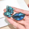 Unique Natural Labradorite  Ornament Hand-carved Leopard Head Fox Cat Healing Crystal for Home Decoration 3