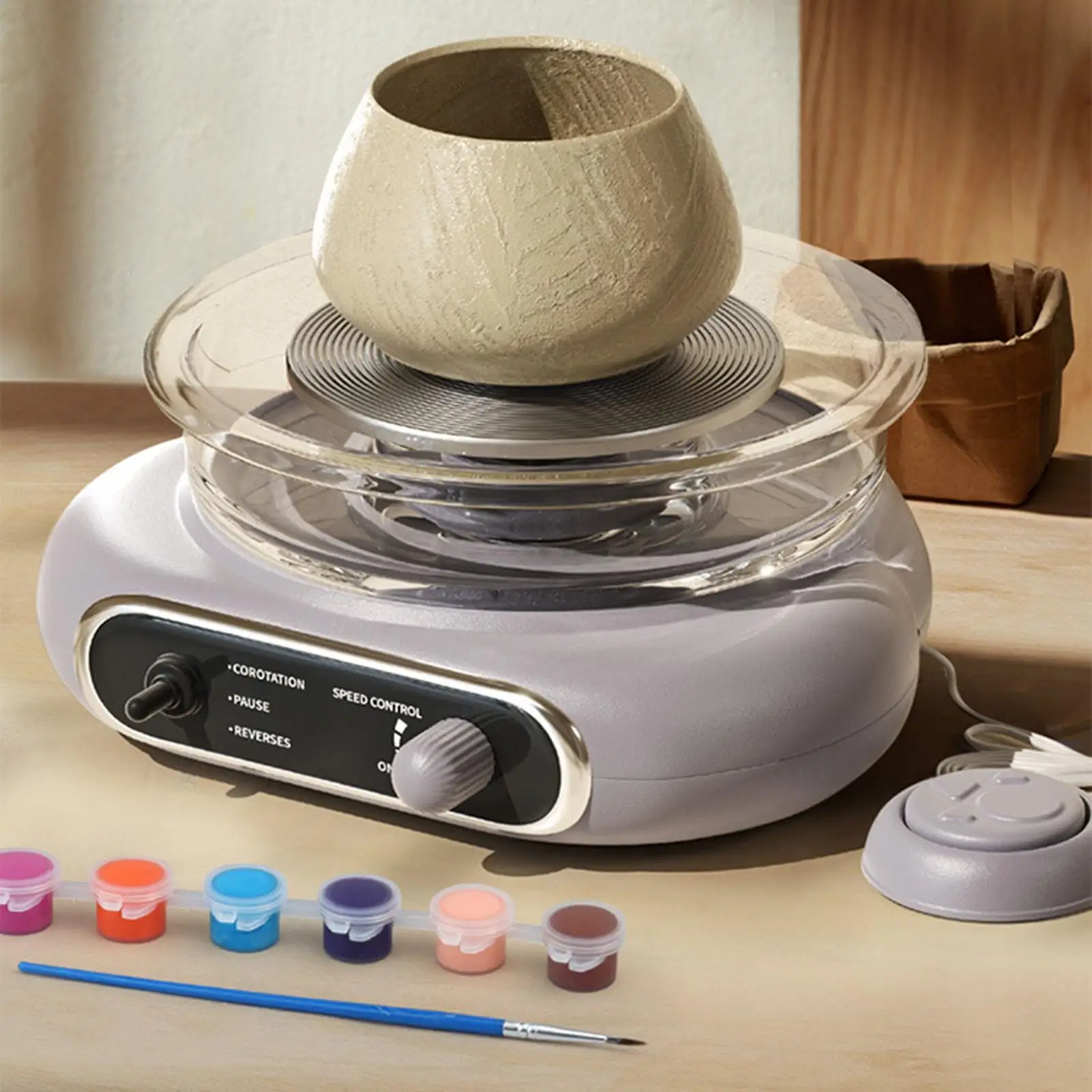 Mini Pottery Wheel Kit Electric Pottery Machine Removable Basin Turntable Portable Electric Clay Wheel For Kids Adults Beginners