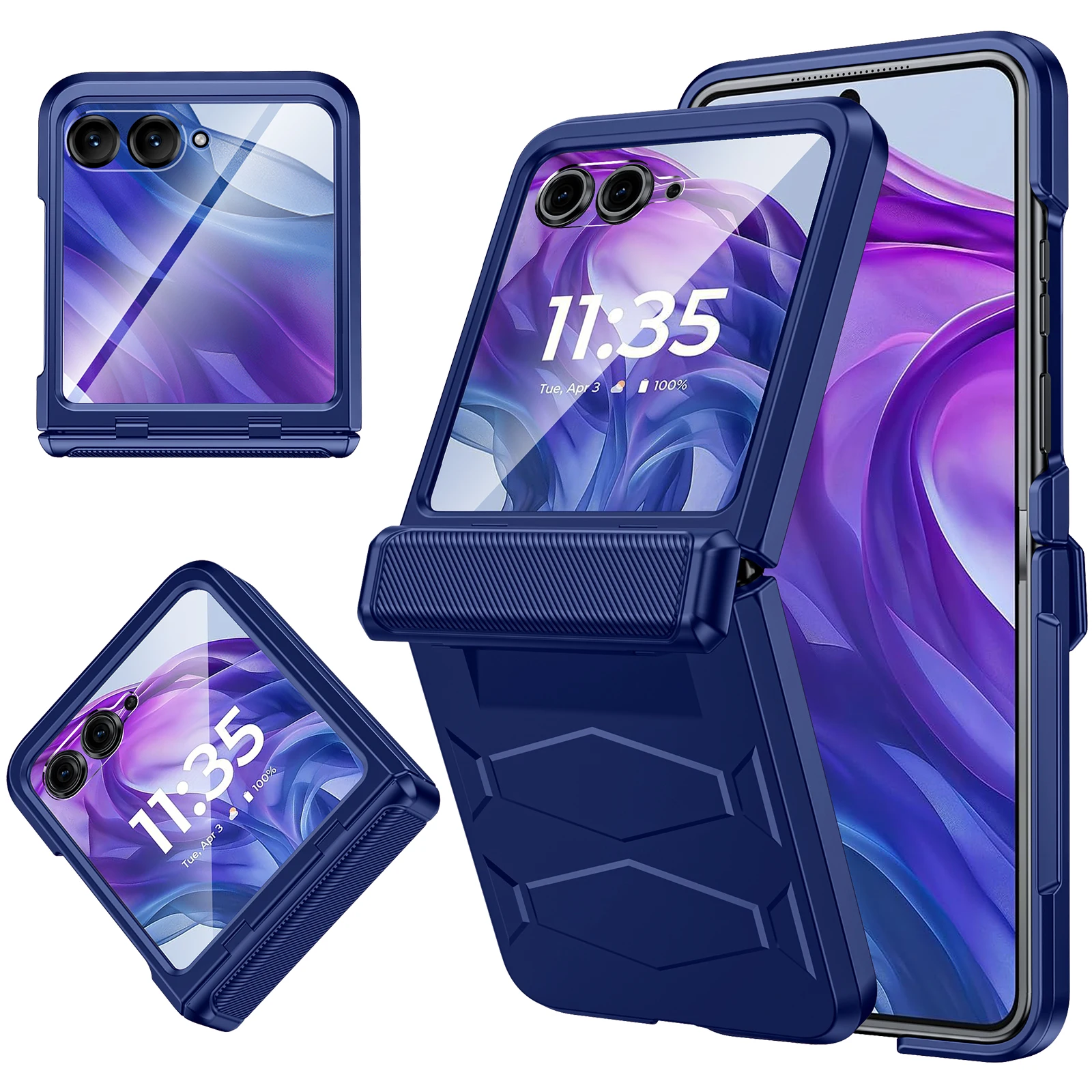 Global Carnival Festival Shockproof Phone Case with Hinge Cover and Screen Protector - Titanium