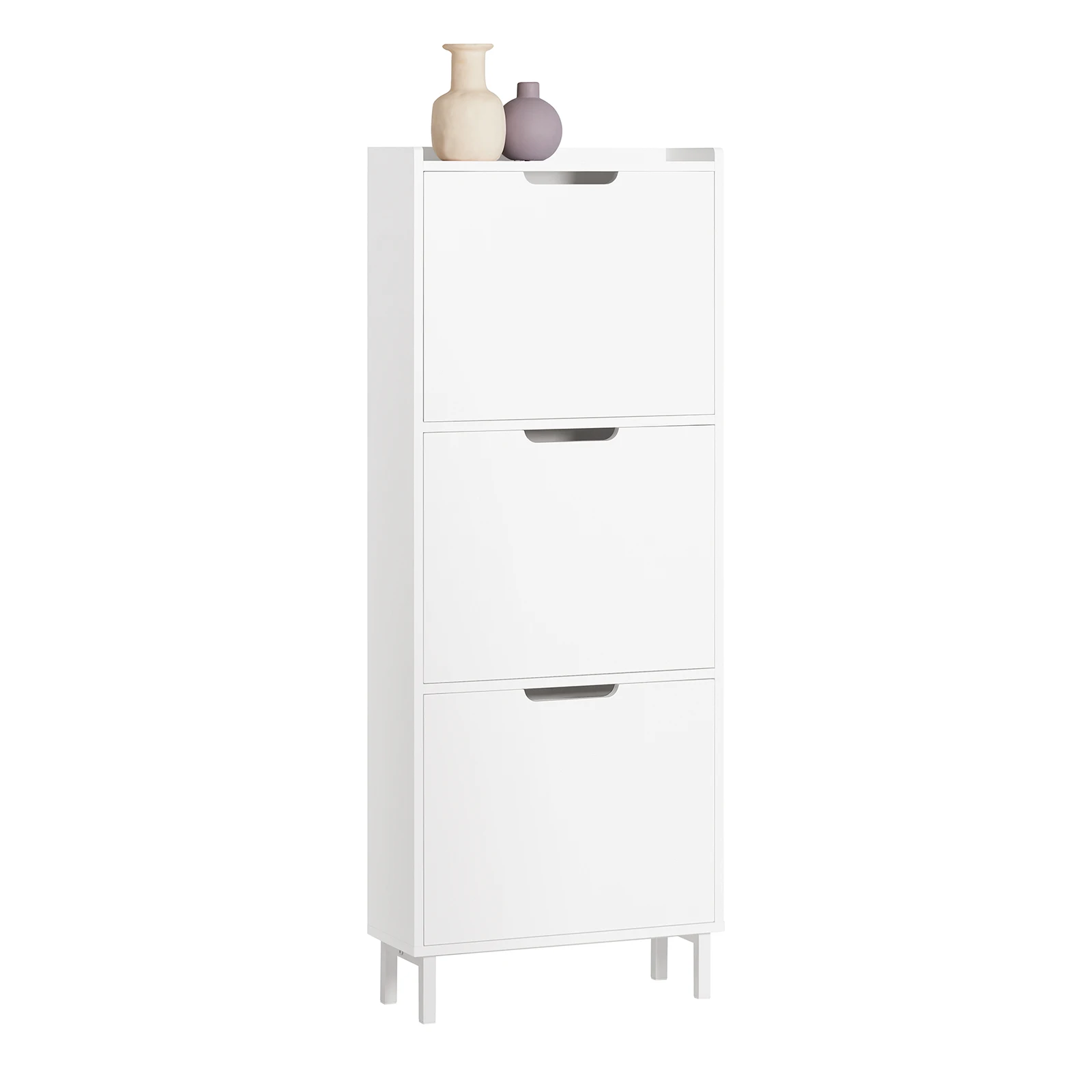 SoBuy FSR151-H-W Armoire à chaussures à 3 rabats étagère à chaussures étroite avec 6 surfaces d'étagère Commode à chaussures Étagère à chaussures Blanc