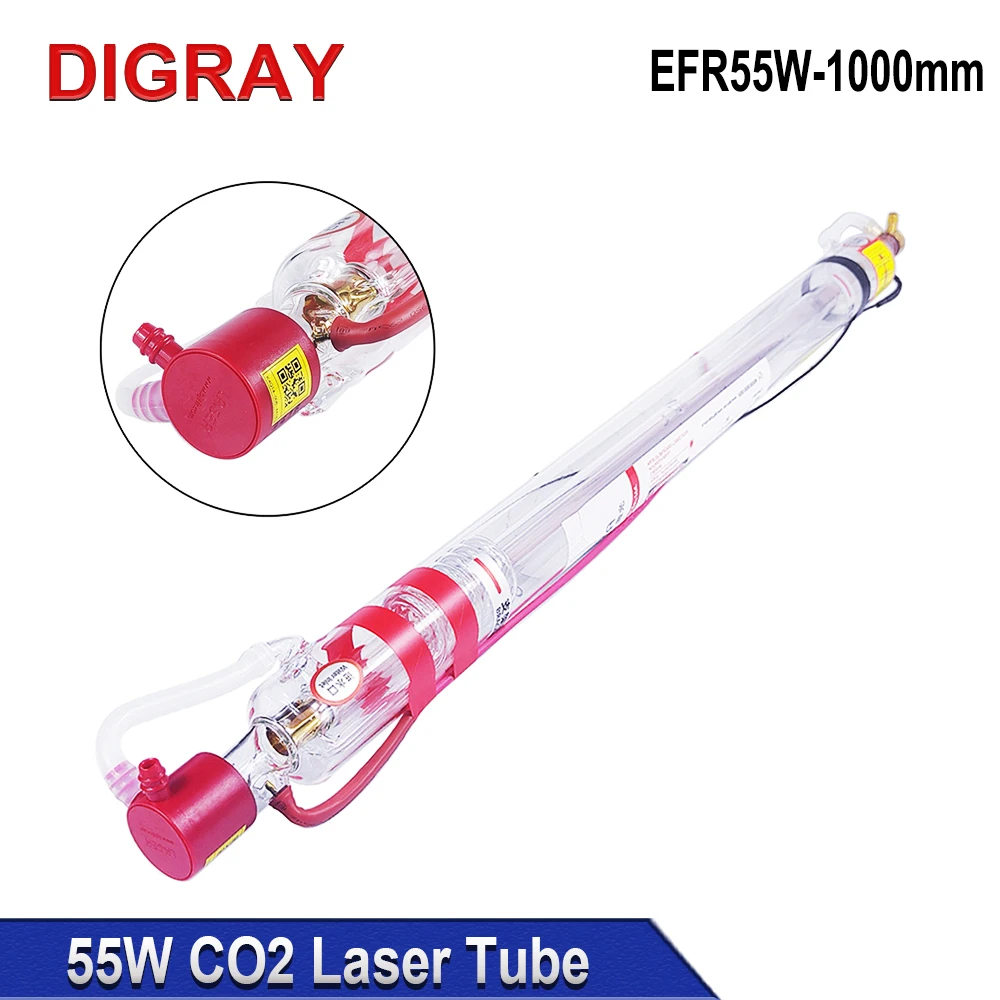 DIGRAY 55W Co2 Laser Tube EFR-1000CL Diameter 50mm Length 1000mm Laser Glass Lamp For Co2 Engraving Cutting Machine