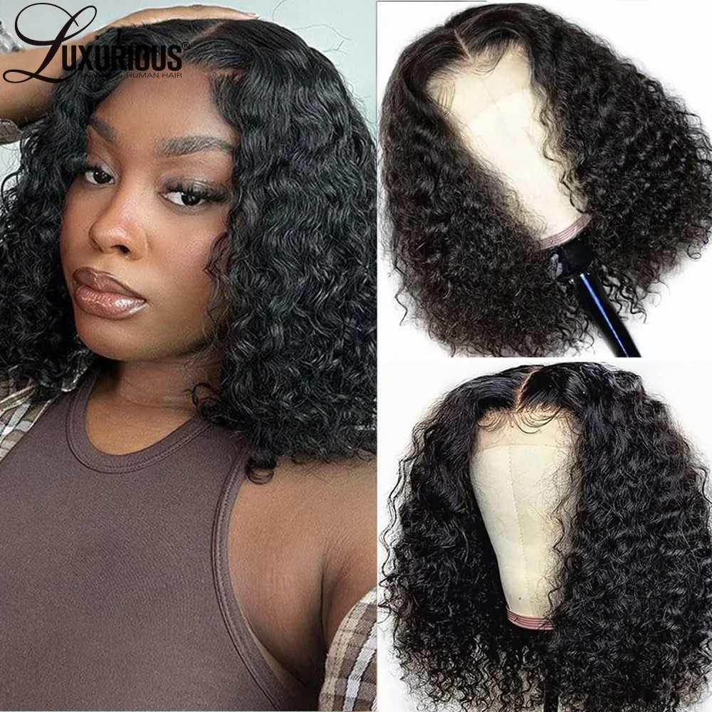 

Short Curly Bob Wig For Black Women Pre Plucked HD Transparent Lace Frontal Wigs Brazilian Virgin Remy Human Hair Lace Front Wig