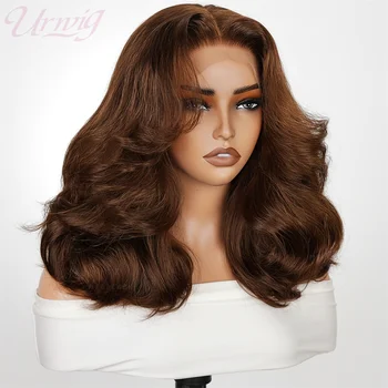 Chocolate Brown Body Wave Bob Wig 100% Human Hair 13x4 Transparent Lace Frontal Wig Short Bob Wig 10-16 Inch For Black Women