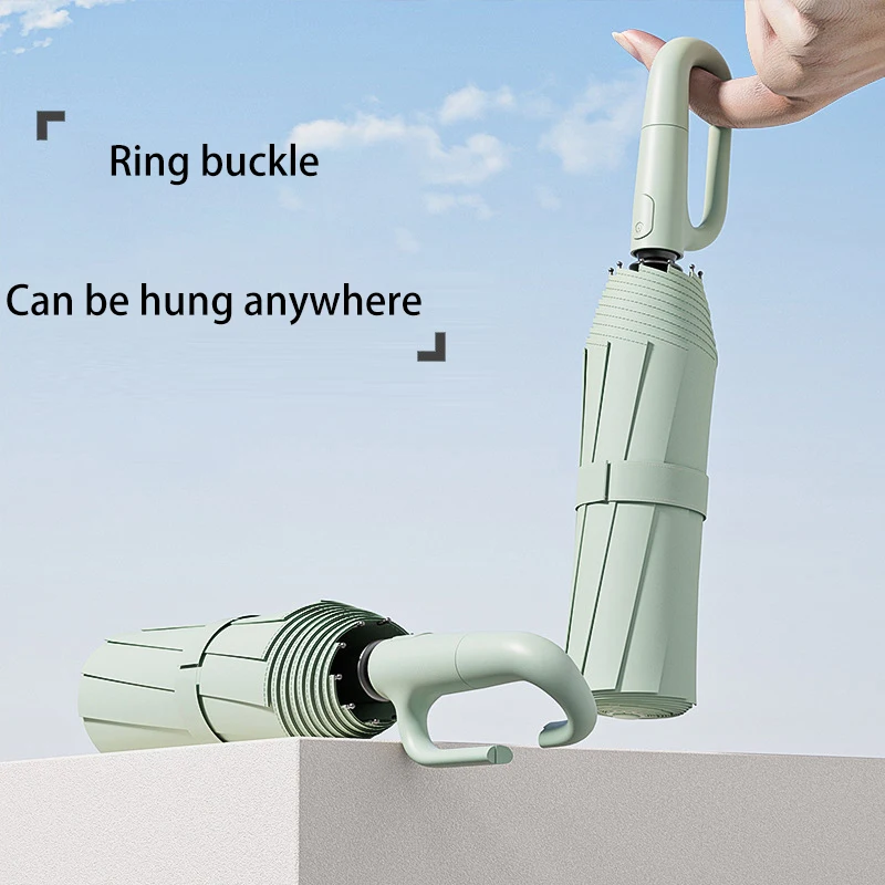 Ombrellone con fibbia completamente automatico per giornate soleggiate e piovose, pieghevole e comodo, antipioggia, antisole e anti-UV._voghion.com