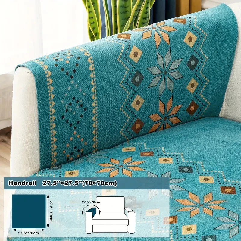Pet Friendly Bohemian Chenille Sofa Cover Geometric Embroidered Thick Plush Sofa Protector Cover Non Slip Couch Covers 6