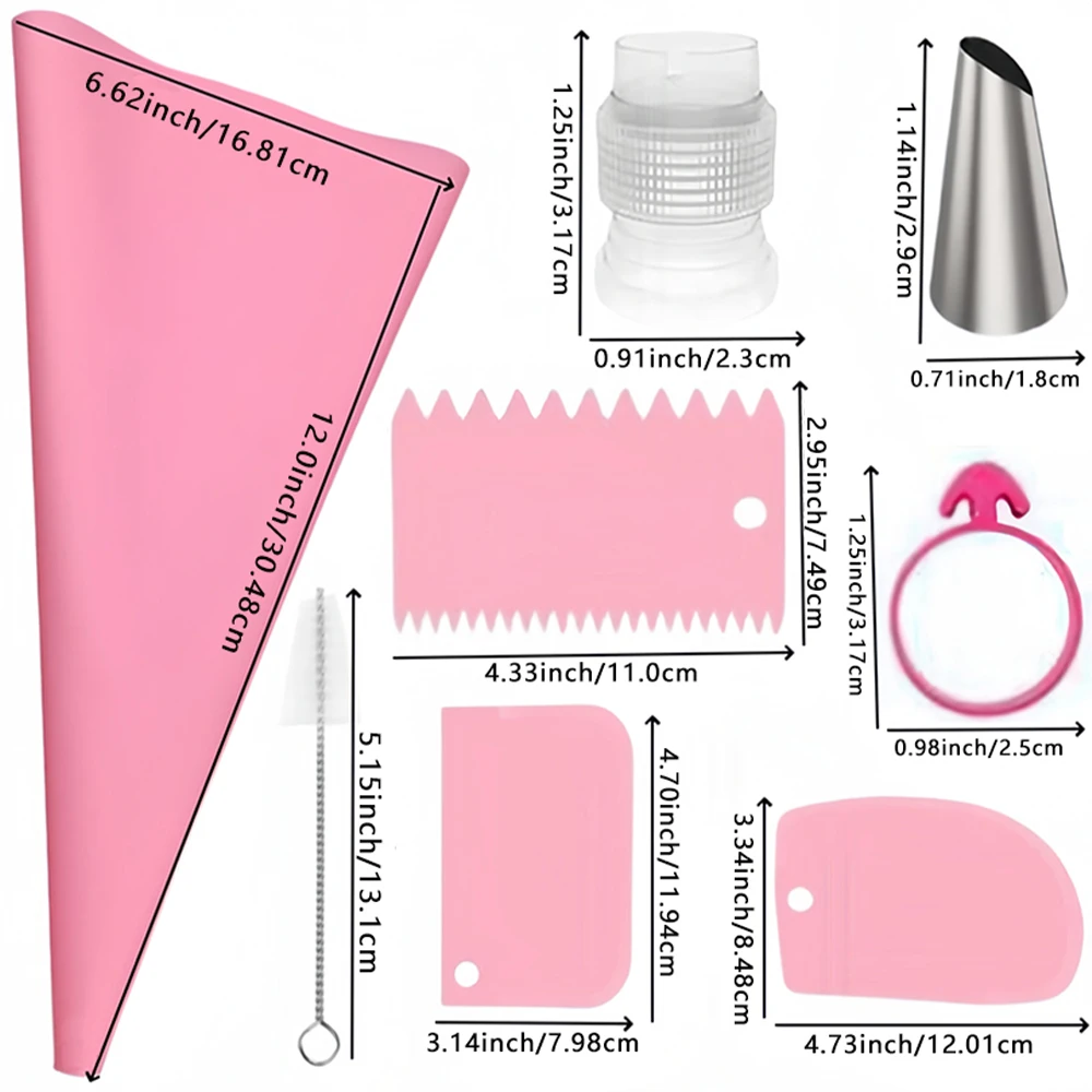 15/18/19PCS Stainless Steel Nozzle Tips DIY Cake Decorating Tool kit EVA Lcing Piping Cream Pastry Bag With Cream Scraper