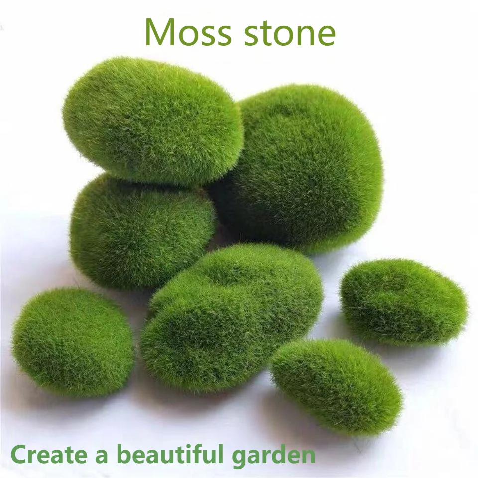 Simulation Moss Stone Artificial Moss Rocks Ball Fake Green Plant for Home Garden Flower Pot Decoration Creative Crafts 10Pcs